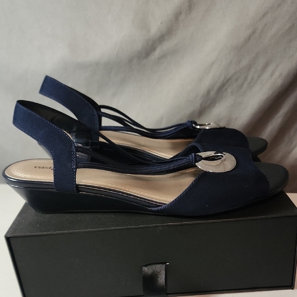 East 5th Blue and Silver Sandals with Slingback Strap - Picture 5 of 6